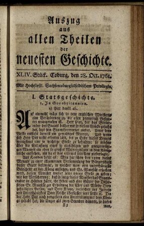 XLIV. Stück. Coburg, den 28. Oct. 1761.