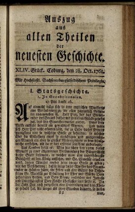 XLIV. Stück. Coburg, den 28. Oct. 1761.
