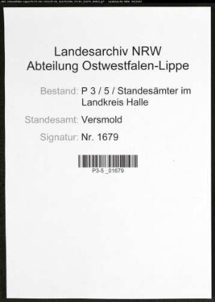 Namensverzeichnis Versmold, Todesfälle