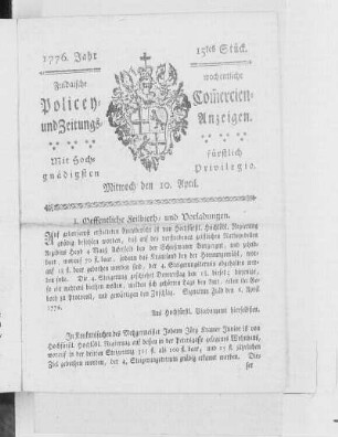 15tes Stück, Ausgabe vom 10. April 1776