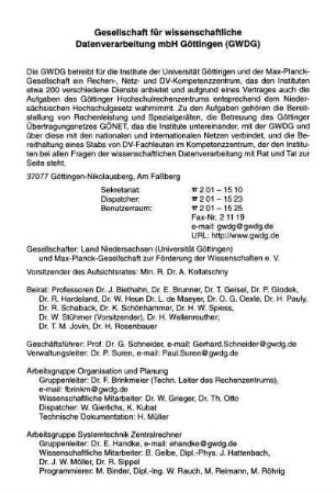 Gesellschaft für wissenschaftliche Datenverarbeitung mbH Göttingen (GWDG)