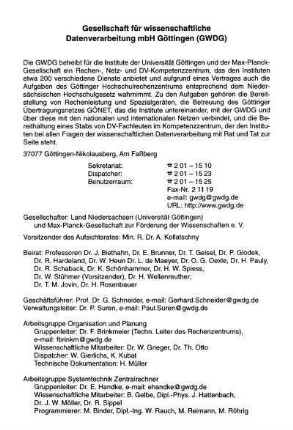 Gesellschaft für wissenschaftliche Datenverarbeitung mbH Göttingen (GWDG)