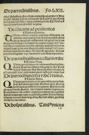 De parrochialibus ecclesiis in urbe