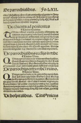 De parrochialibus ecclesiis in urbe