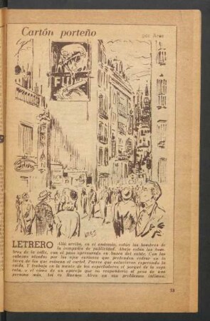 Letrero - [Dibujo] : Cartón porteño