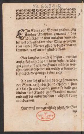 Ejn König von Gottes gnaden/ Gu||staphus Adolphus genannt/