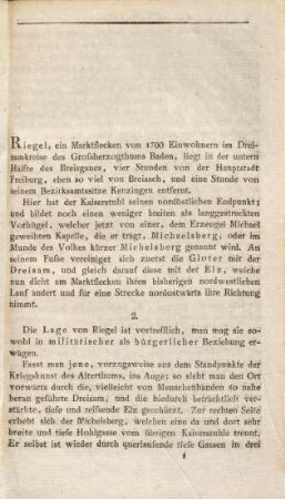 Über die neuentdeckte römische Niederlassung zu Riegel im Breisgau : nebst einer Anleitung, wie Spuren römischer Alterthümer in unsern Gegenden leicht aufzufinden und zu verfolgen sind, und einem Kaertchen von Riegel mit Umgebung