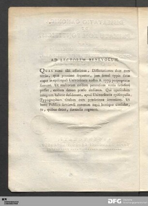 Ad Lectorem Benevolum.
