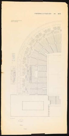 Fußballstadion in der Kongresshalle, Nürnberg: Grundriss 1.OG (Mittelring) (linke Hälfte), 1:200
