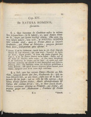 Cap. XIV. De Natura Hominis, Speciatim.