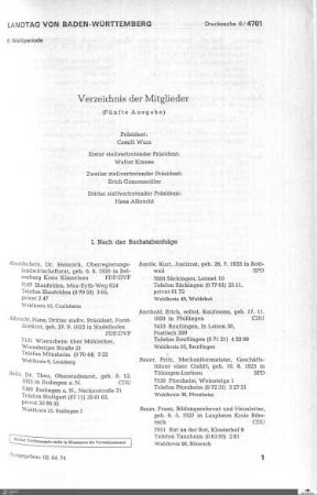 Mitglieder, Präsidium, Ausschüsse