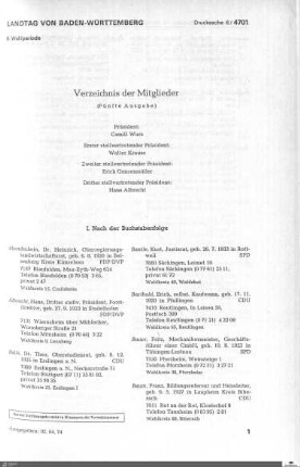 Mitglieder, Präsidium, Ausschüsse