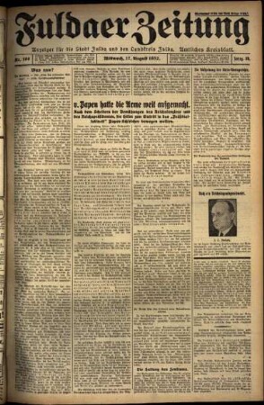 Ausgabe vom Mittwoch, den 17. August 1932.
