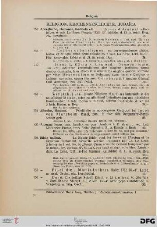 Religion, Kirchengeschichte, Judaica (Nr. 750-785)