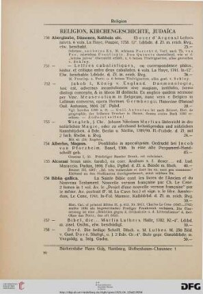 Religion, Kirchengeschichte, Judaica (Nr. 750-785)