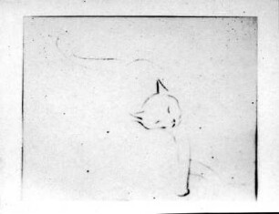 Schmeichelnde Katze. Kohlezeichnung (1909?; E. Richter)