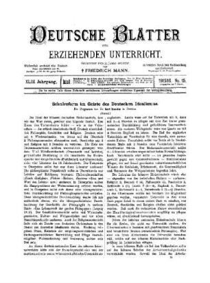 Schulreform im Geiste des Deutschen Idealismus : (Schluß)