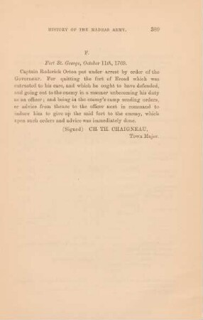 F. Fort St. George, October 11th, 1769