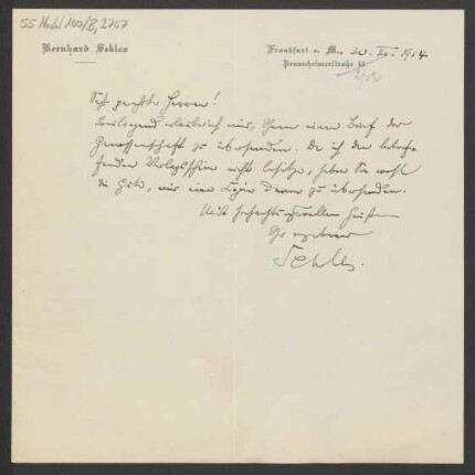 Brief an B. Schott's Söhne : 30.11.1914