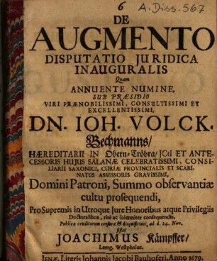 De augmento disputatio iuridica inauguralis
