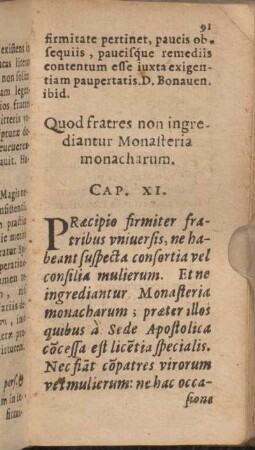 Cap. XI. Quod fratres non ingrediantur Monasteria monacharum.