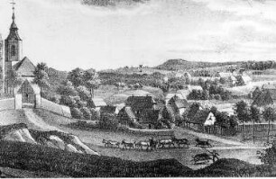 Cavertitz-Zeuckritz. Ansicht von Bucha, am Horizont die Windmühle in Zeuckritz