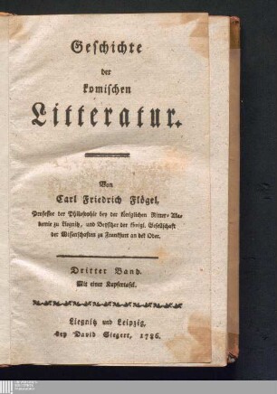 Dritter Band: Geschichte der komischen Litteratur