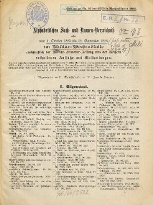 Militär-Wochenblatt : unabhängige Zeitschrift für die deutsche Wehrmacht. 81,a. 1896