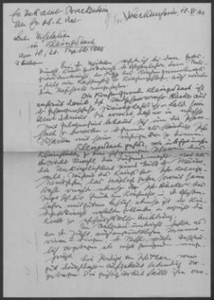 Kleingartach: Visitationsbericht mit Pfarrbericht 1946