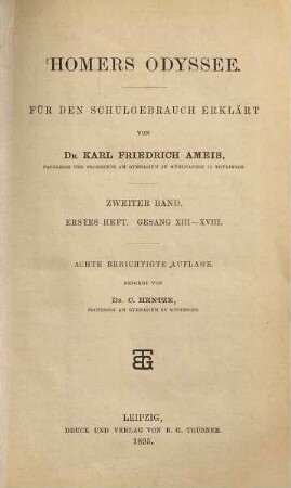Homers Odyssee, 2,1. Gesang XIII - XVIII