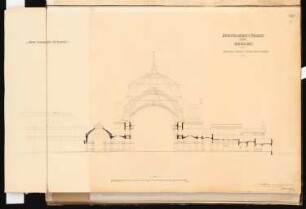 Ausstellungspalast für Berlin Schinkelwettbewerb 1881: Skizze der Konstruktionen (Schnitt 1:250)