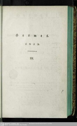3.1819: Hermes oder kritisches Jahrbuch der Literatur