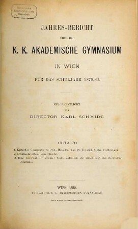 Jahresbericht. 1879/80