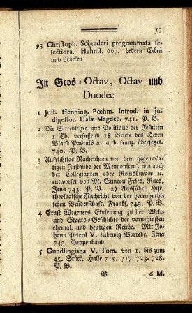In Gros-Octav, Octav und Duodec.