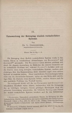 IX. Untersuchung der Bewegung ähnlich-veränderlicher Systeme.
