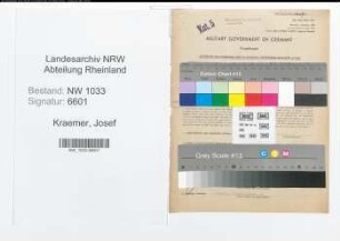 Entnazifizierung Josef Kraemer , geb. 20.02.1902 (Polizeihauptwachtmeister)