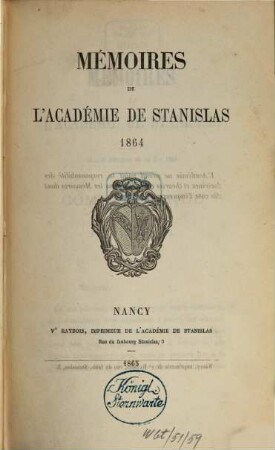 Mémoires de l'Académie de Stanislas. 1864 (1865)
