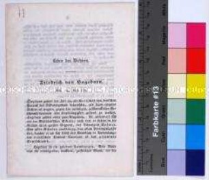 Kurzbiographie über den Dichter Friedrich von Hagedorn, mit Gedicht "An die Freude."