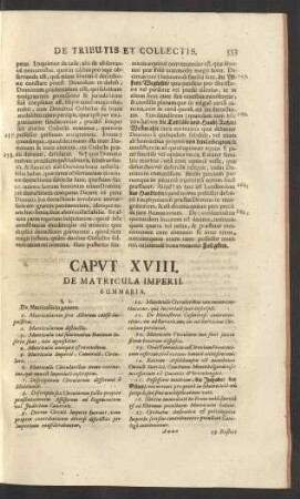 Caput XVIII. De Matricula Imperii.