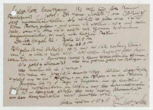 Postkarte von Adolf Behne an Raoul Hausmann. [Poststempel: Berlin]