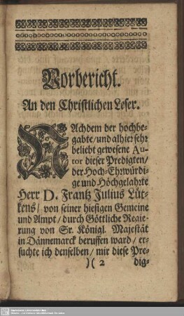 Vorbericht