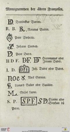 Monogrammen der älteren Franzosen