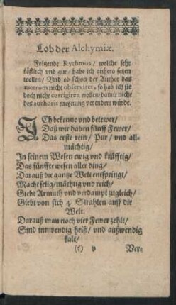 Lob der Alchymiae