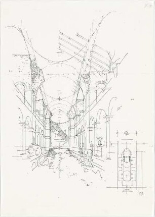 Döllgast, Hans; München; Allerheiligen Hofkirche - Innenraum (Perspektive; Grundriss)