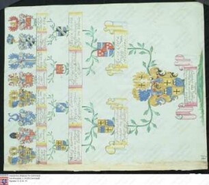 Ahnenprobe des Kämmerers von Worms Johann Friedrich v. Dalberg. - ausgefertigt 1706 Juni 3 Burgmann, Pergament