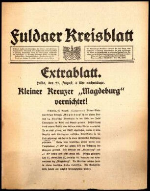 Zweite Ausgabe vom Donnerstag, den 27. August 1914.
