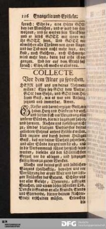 Collecte Vor dem Altar zu sprechen.