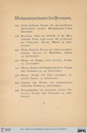 Mohammedanische Bronzen 8Nr. 337-350)