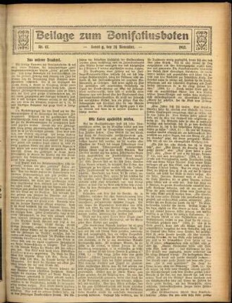 Zweite Ausgabe vom Sonntag, den 24. November 1912.