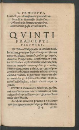 Quinti Praecepti Virtutes.
